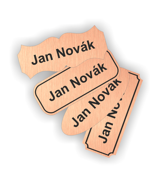 Štítky plastové - materiál bronzový metalický plast