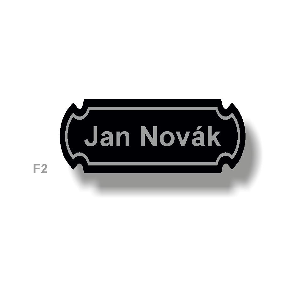 Štítky plastové - materiál matný černý plast (šedé písmo)