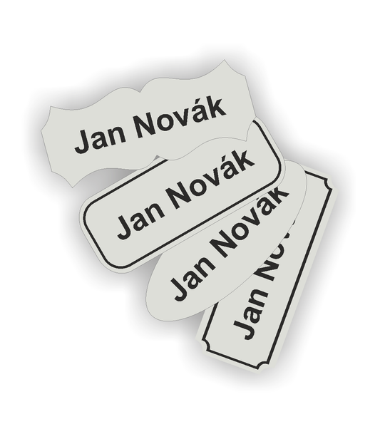 Štítky plastové - materiál matný šedý plast