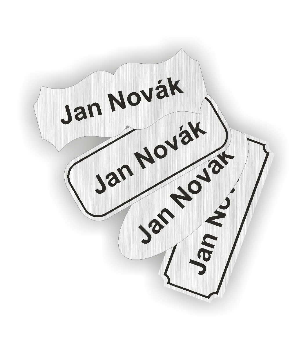 Štítky plastové - materiál stříbrný metalický plast