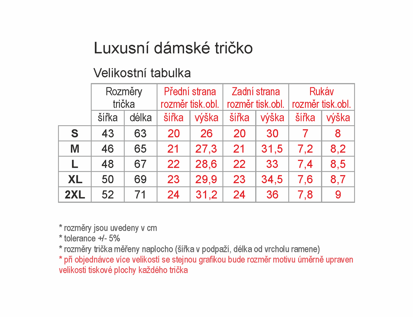 Luxusní dámské vypasované tričko s vlastním potiskem