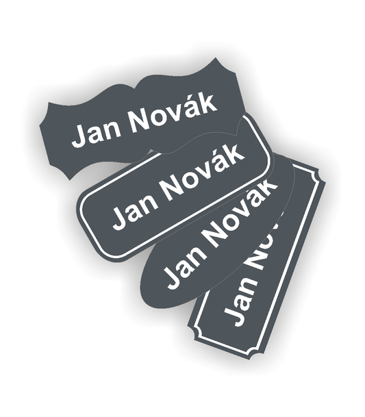 Štítky plastové - materiál matný tmavě šedý plast