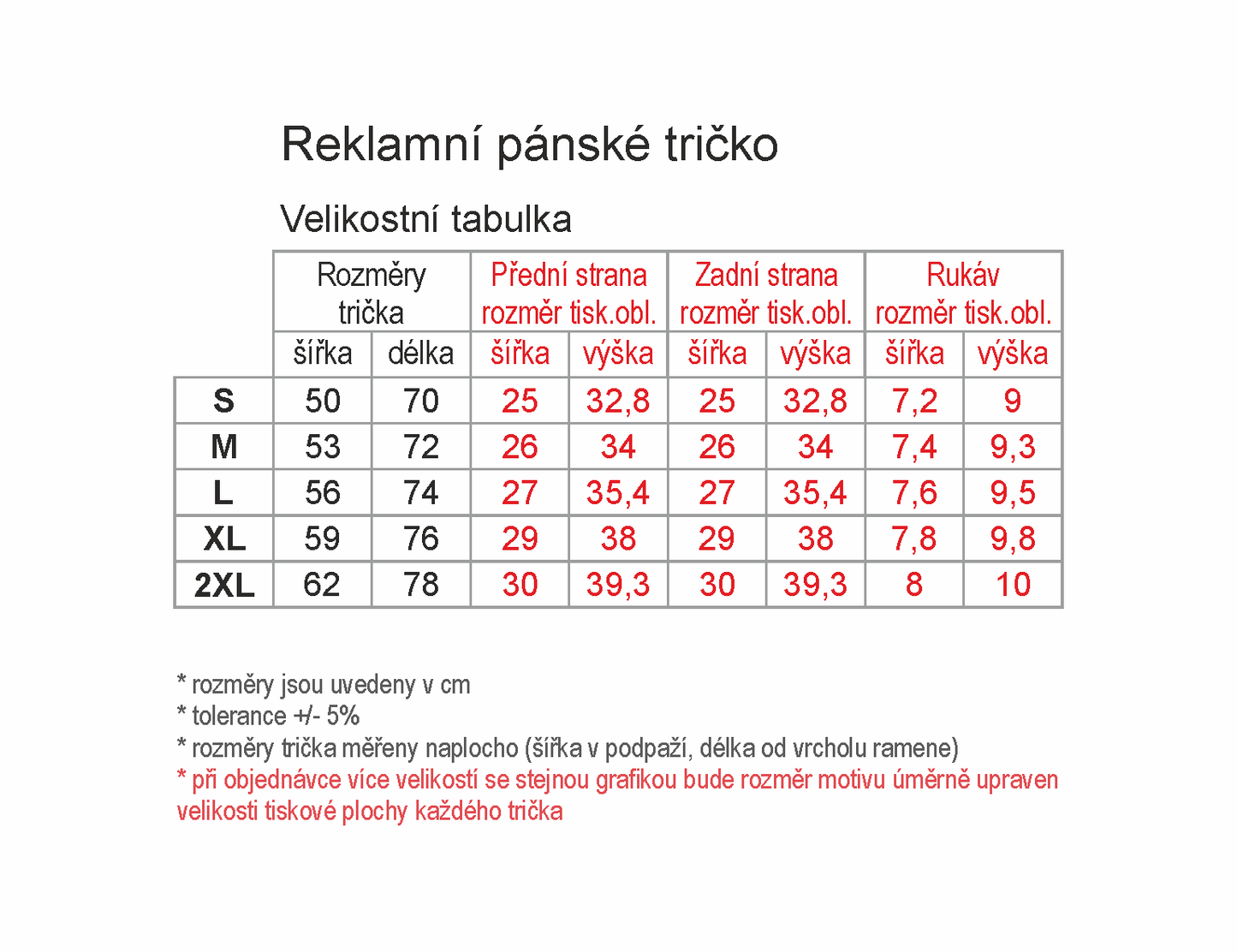 Reklamní pánské tričko s vlastním potiskem