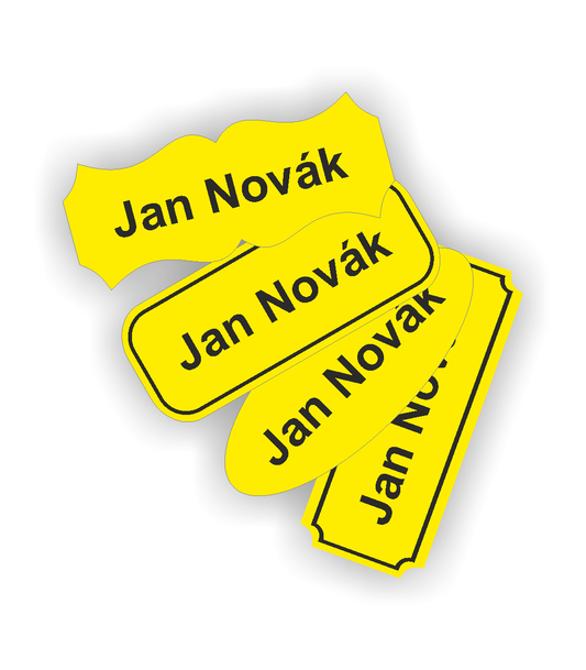 Štítky plastové - materiál matný žlutý plast